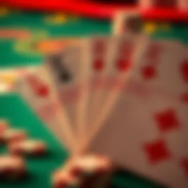 Close-up of baccarat cards showcasing values