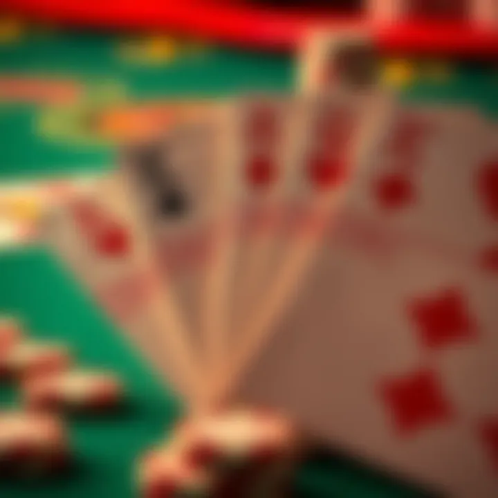 Close-up of baccarat cards showcasing values