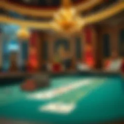 An elegant baccarat table with cards and chips