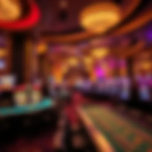 Luxurious casino interior showcasing gaming tables and vibrant atmosphere