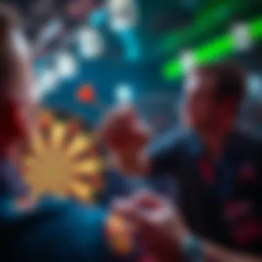 Intense Moment of Dart Throwing Player throwing dart in a competitive setting