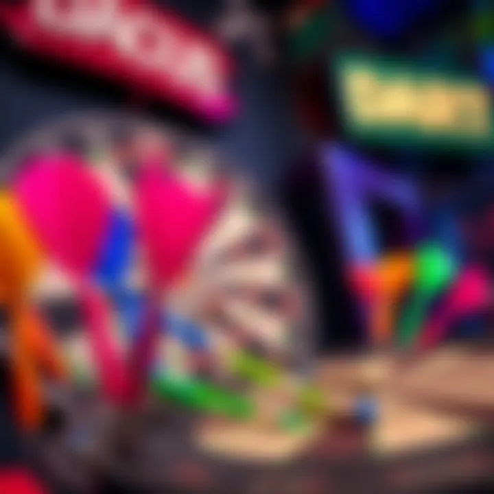 Vibrant Darts Board Setup Darts board with colorful darts