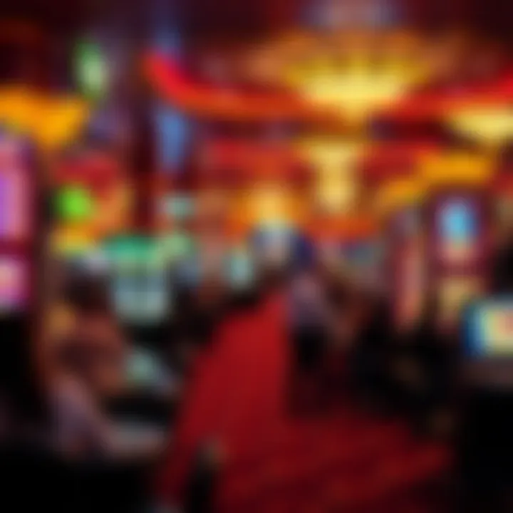 Vibrant Gaming Atmosphere at Downtown Grand Casino Exciting gaming floor with diverse tables and slot machines attracting players