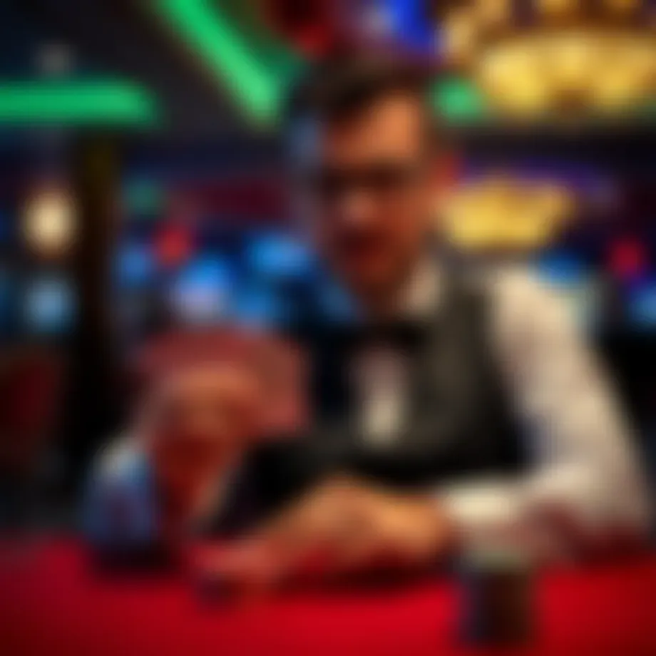 Casino dealer showcasing card skills