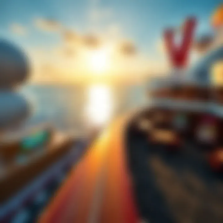 Cruise ship with a beautiful ocean view and casino deck