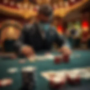 The Art of Setting Up a Dealers Choice Poker Game A dealer setting up a poker table with various chips and cards