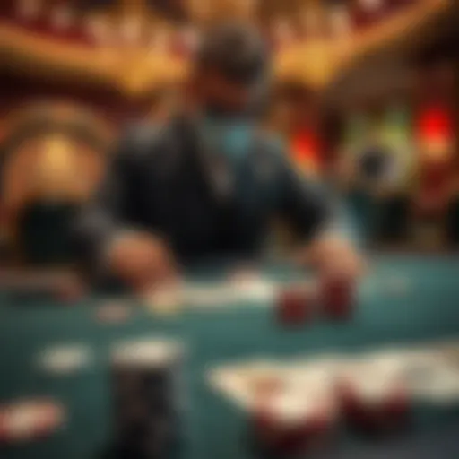 The Art of Setting Up a Dealers Choice Poker Game A dealer setting up a poker table with various chips and cards