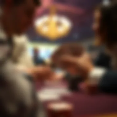 Close-up of a player making a strategic move in a card game, highlighting focus and strategy