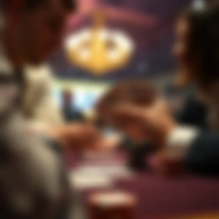 Close-up of a player making a strategic move in a card game, highlighting focus and strategy