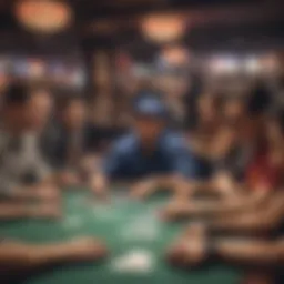 A vibrant scene of the World Series of Poker event showcasing the bustling atmosphere and participants at the tables.
