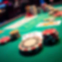 A close-up of a poker table showcasing Omaha Hi Lo cards and chips