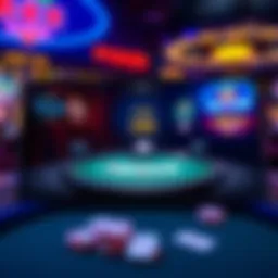 A vibrant interface of a poker application showcasing a virtual table setup