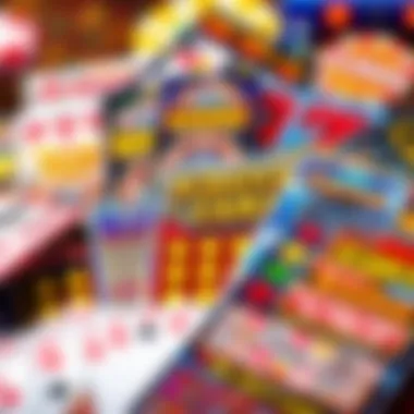 Diverse Scratch Card Designs An assortment of scratch cards showcasing various designs and themes