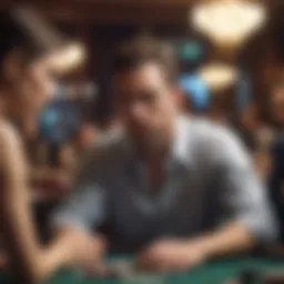 A player contemplating their next move in live three card poker