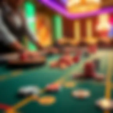 A strategic layout of a gambling table with chips