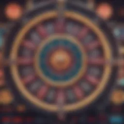 Close-up view of a spinning slot machine reel showing vibrant symbols