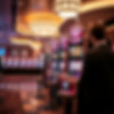 Interior of a modern casino featuring the cherry blossom slot machine