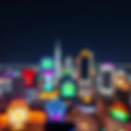 Aerial view of Houston's skyline with casino lights