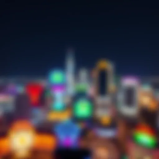 Houston Skyline and Casino Lights Aerial view of Houston's skyline with casino lights