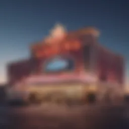 Exterior view of a casino in Lansing, showcasing its vibrant architecture and signage