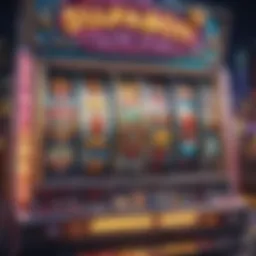 Vibrant slot machine display with jackpot symbols