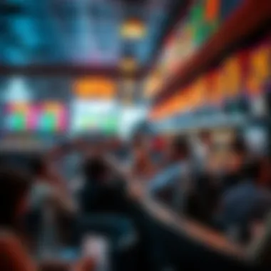 A bustling betting environment at a race day event