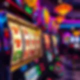 A close-up view of a vibrant slot machine showcasing its colorful jackpot display