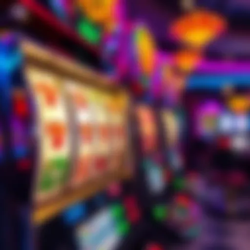 A close-up view of a vibrant slot machine showcasing its colorful jackpot display