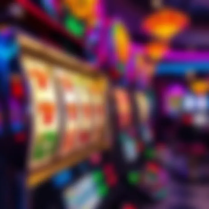 A close-up view of a vibrant slot machine showcasing its colorful jackpot display