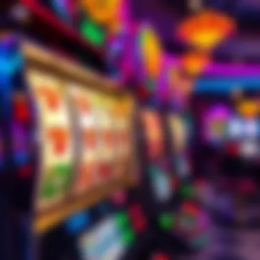 Vibrant Slot Machine Jackpot Display A close-up view of a vibrant slot machine showcasing its colorful jackpot display