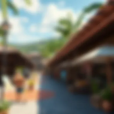 Hawaiian Marketplace and Cultural Heritage A vibrant marketplace showcasing traditional Hawaiian arts and crafts