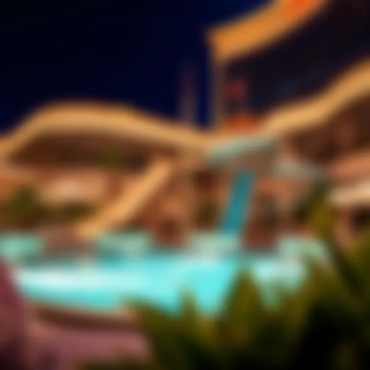 Luxurious amenities surrounding a hotel's water slide area