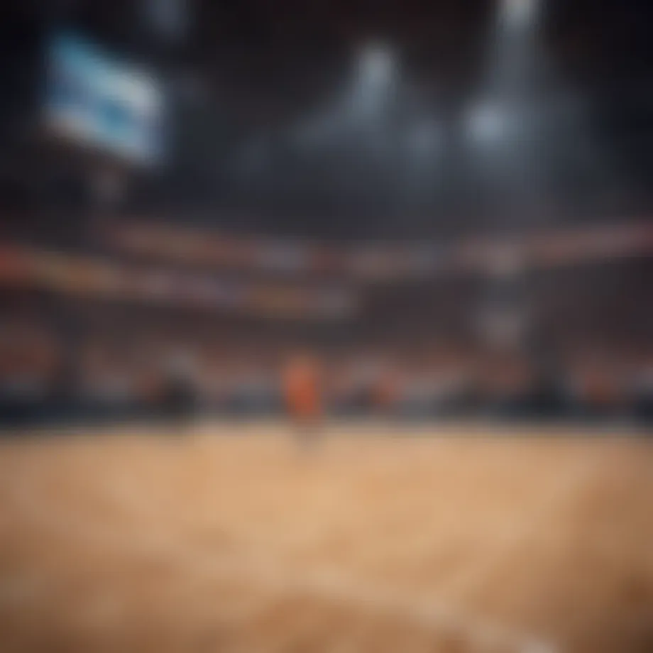 Basketball court during a March Madness game