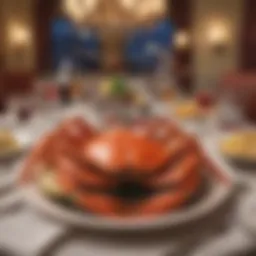 Elegant presentation of crab legs on a lavish dining table
