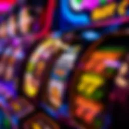 Colorful spinning reels of a slot machine