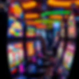 Vibrant electronic slot machines displaying colorful graphics and themes