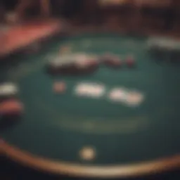 An intricate layout of an Omaha Poker table with chips and cards