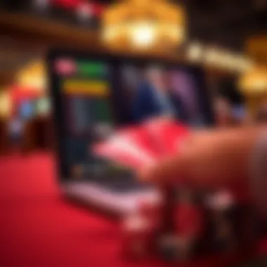 Technology Meets Poker A close-up view of a laptop with an online poker platform on screen