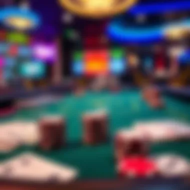 Online Poker Experience in New York Close-up of a poker table with chips and cards, showcasing online gaming options