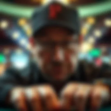 A close-up of Phil Hellmuth's iconic poker face