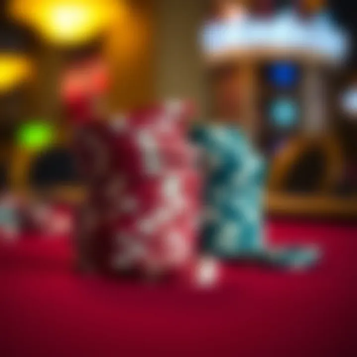 Stacked Poker Chips for Strategic Betting Close-up of poker chips stacked on a table