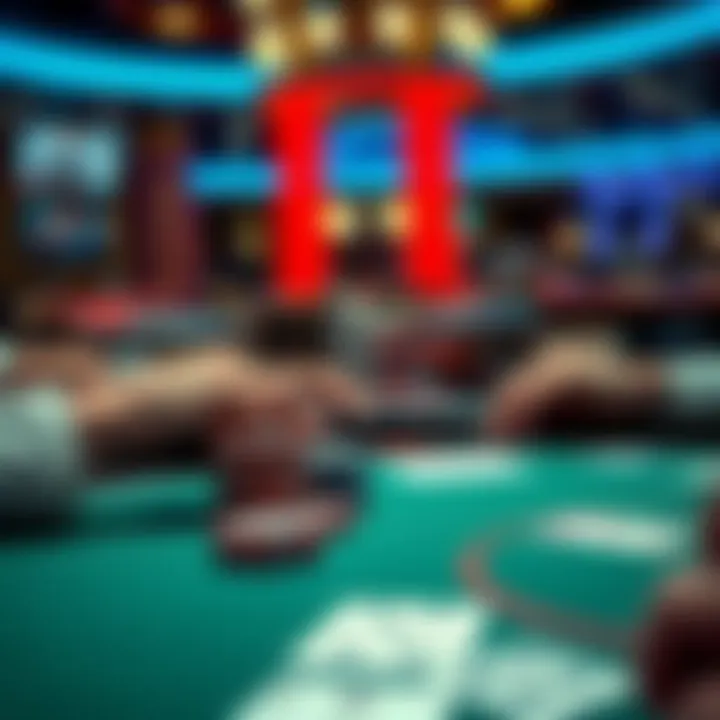 Strategic Texas Hold'em Gameplay A strategic poker table with chips and cards in play