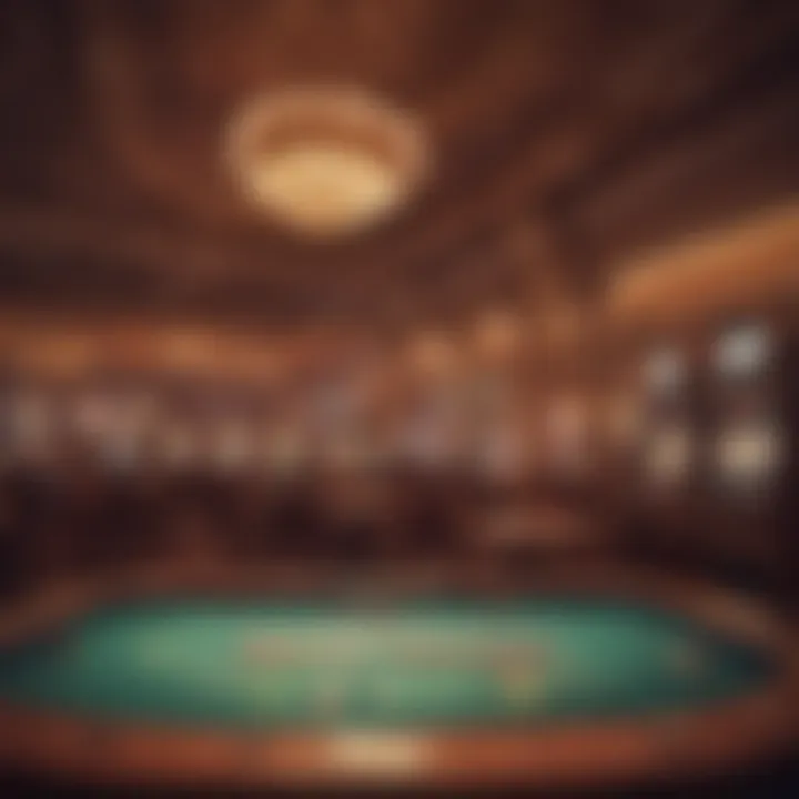 Interior of a vintage casino with historical gaming tables