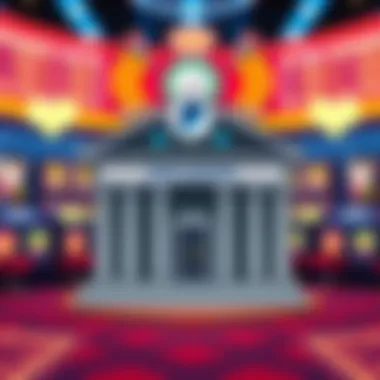 Illustration of a bank with arrows indicating fund transfer