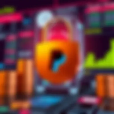 Secure padlock with digital interface background