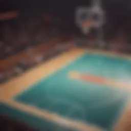 Basketball court layout with betting odds