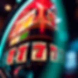 Detailed view of a traditional slot machine displaying colorful symbols