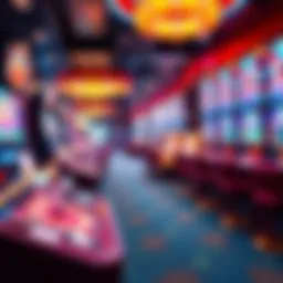 Illustration of a virtual casino environment showcasing game variety
