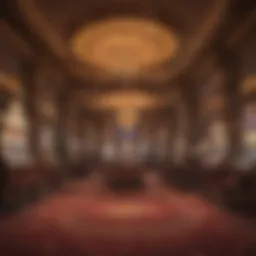 An elegant casino lobby showcasing promotional banners